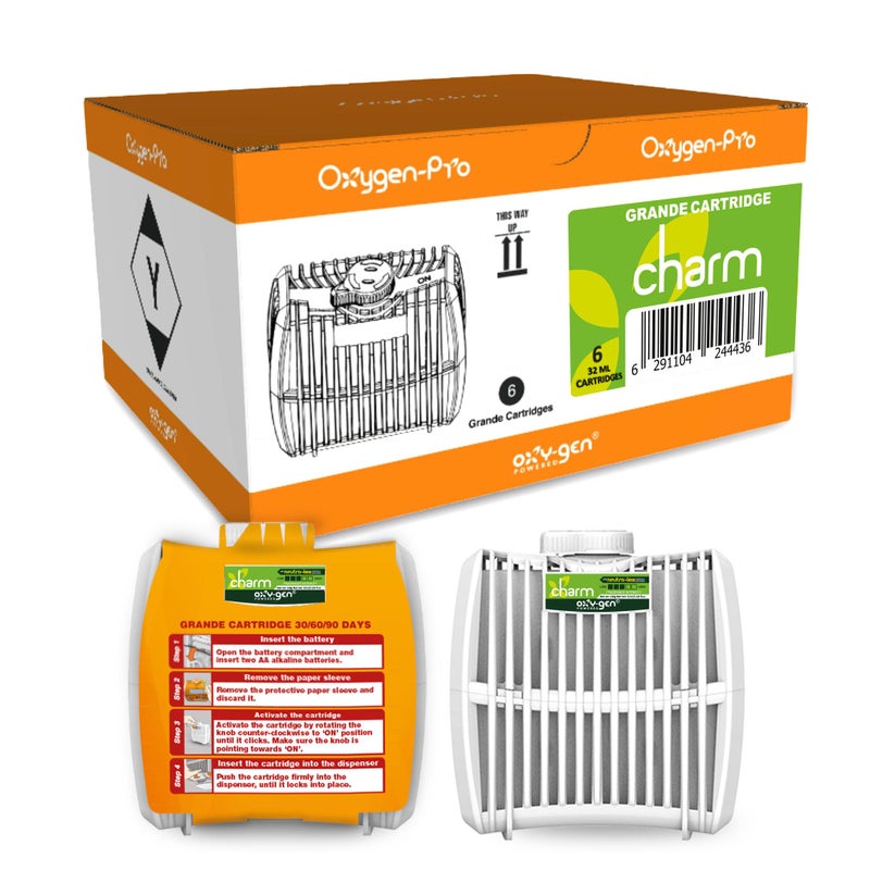 OXY-gen POWERED Oxygen-Pro - Charm, Cucumber Melon Medium Fragrance Cartridge For Oxy-Gen Powered Commercial Air Fresheners and Deodorizers (6) - Image 1